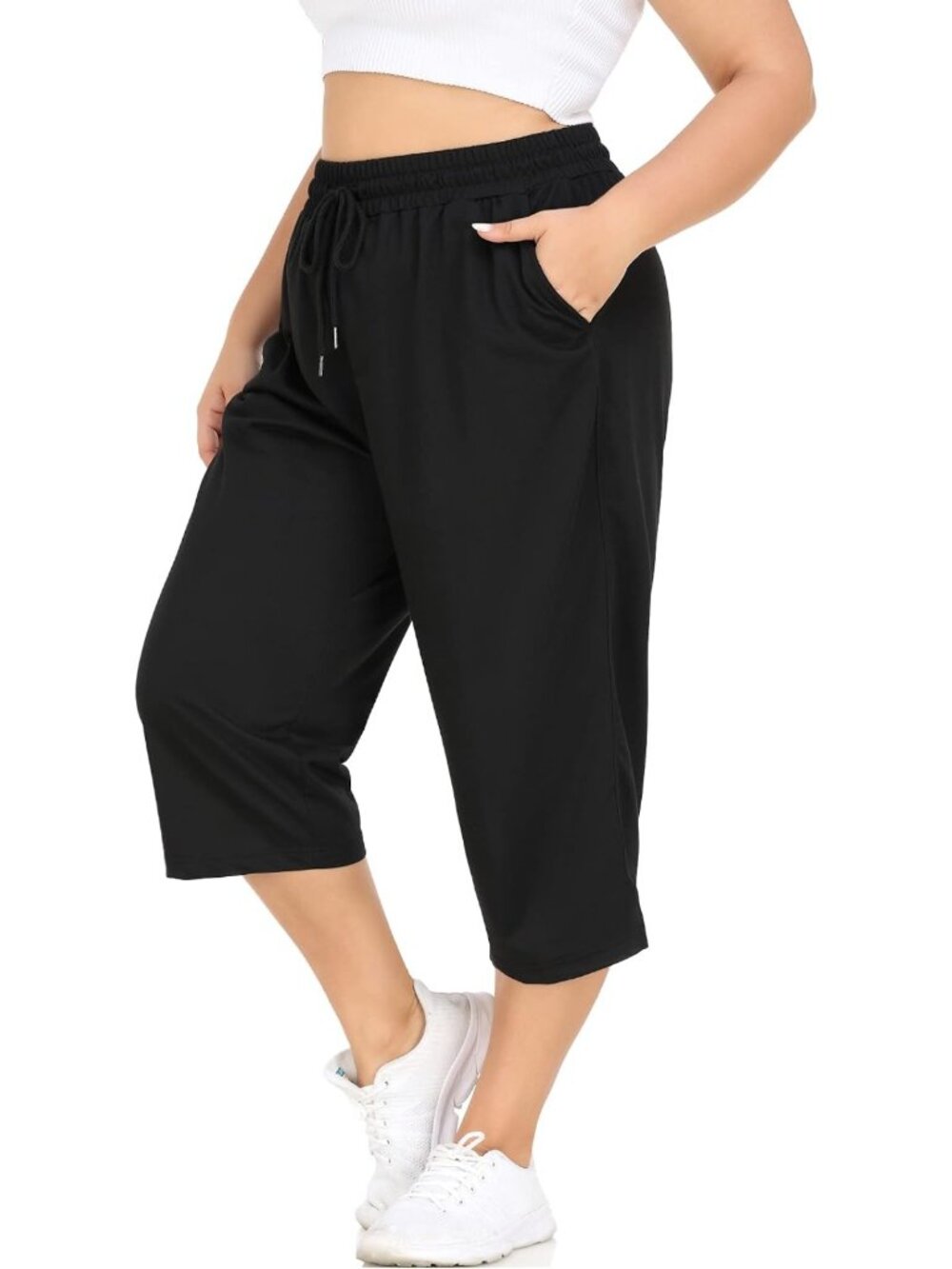 Plus Size Capri Pants for Women | Loose Fit Yoga Pants with Pockets | Activewear